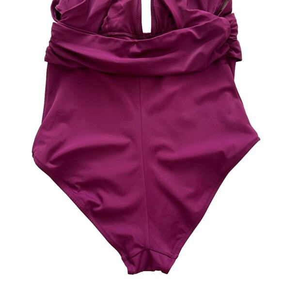 Adore Me Swimsuit One Piece Monroe Contour Purple Halter V-Neck Ruched Large NEW - Picture 9 of 9